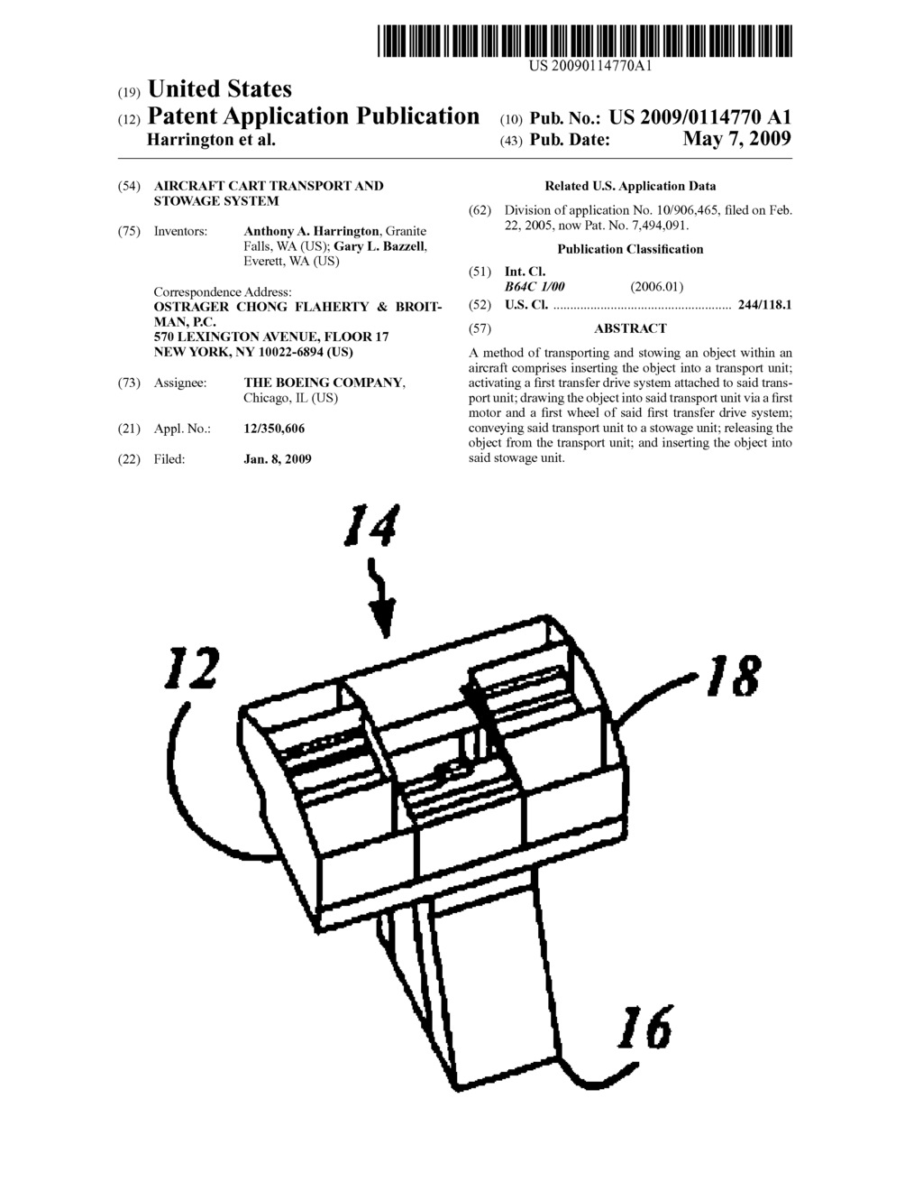 AIRCRAFT CART TRANSPORT AND STOWAGE SYSTEM - diagram, schematic, and image 01