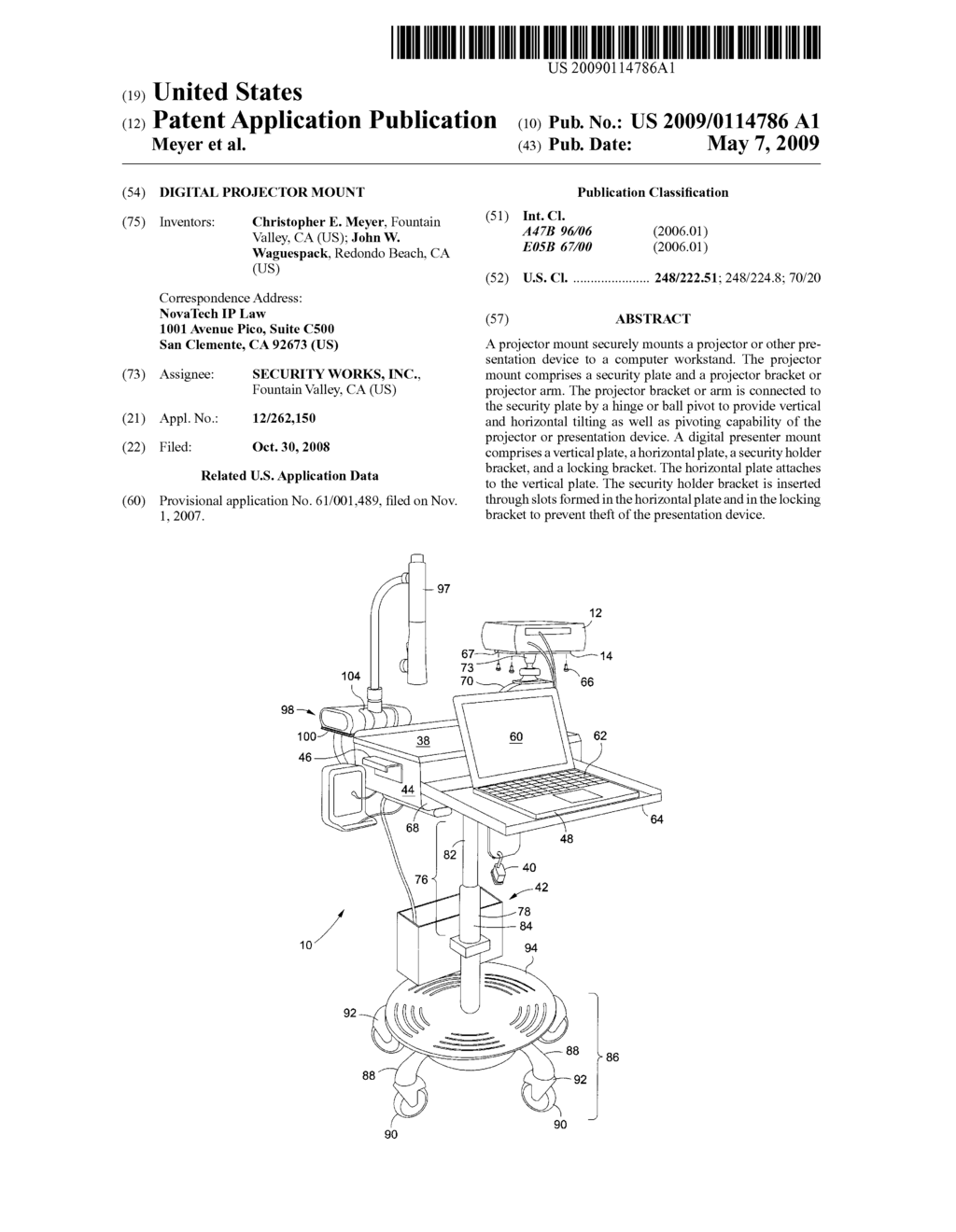 DIGITAL PROJECTOR MOUNT - diagram, schematic, and image 01