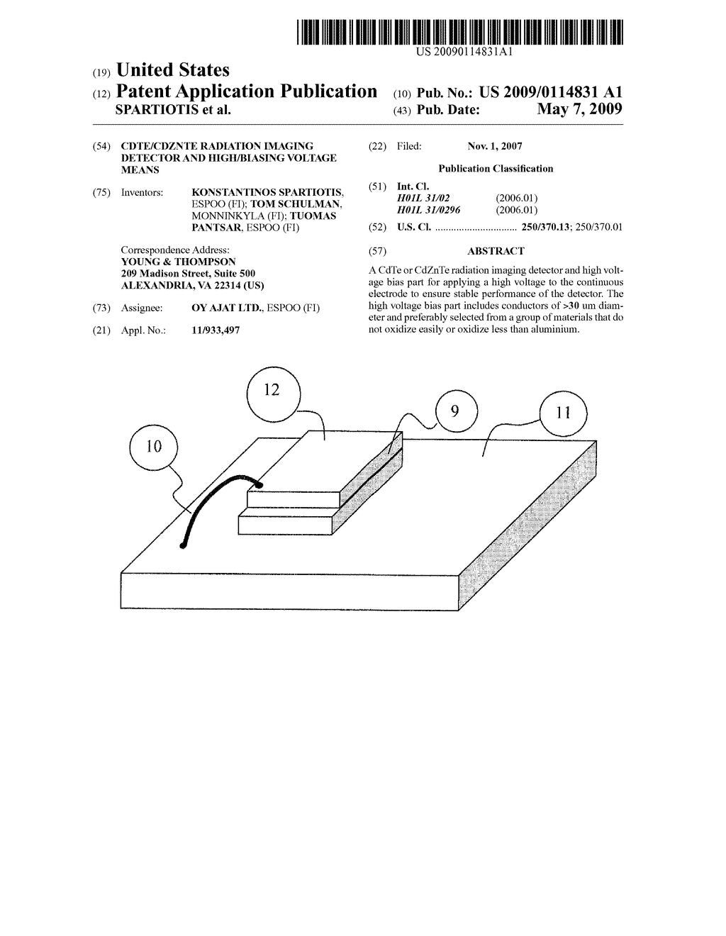 CDTE/CDZNTE RADIATION IMAGING DETECTOR AND HIGH/BIASING VOLTAGE MEANS - diagram, schematic, and image 01