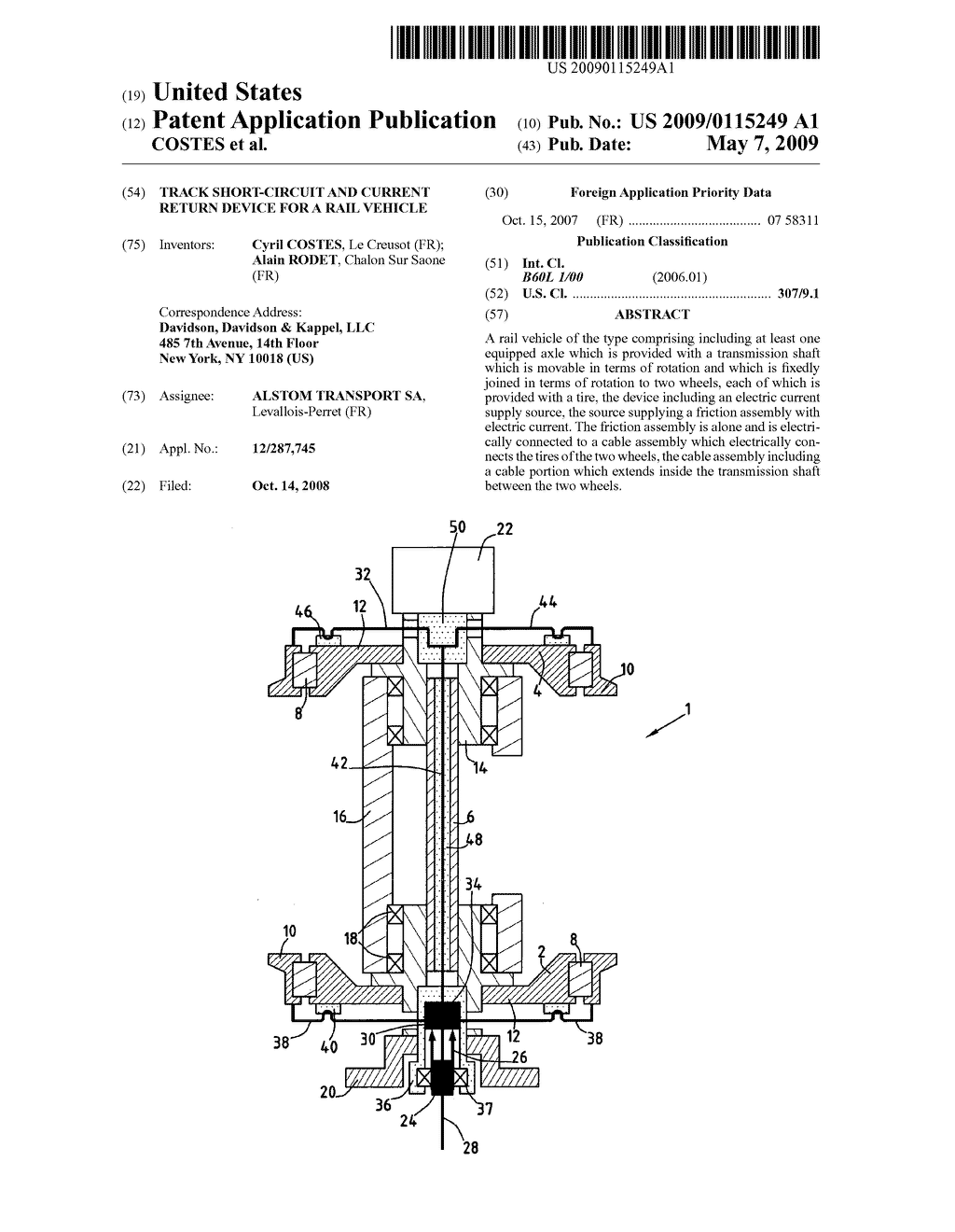 Track short-circuit and current return device for a rail vehicle - diagram, schematic, and image 01