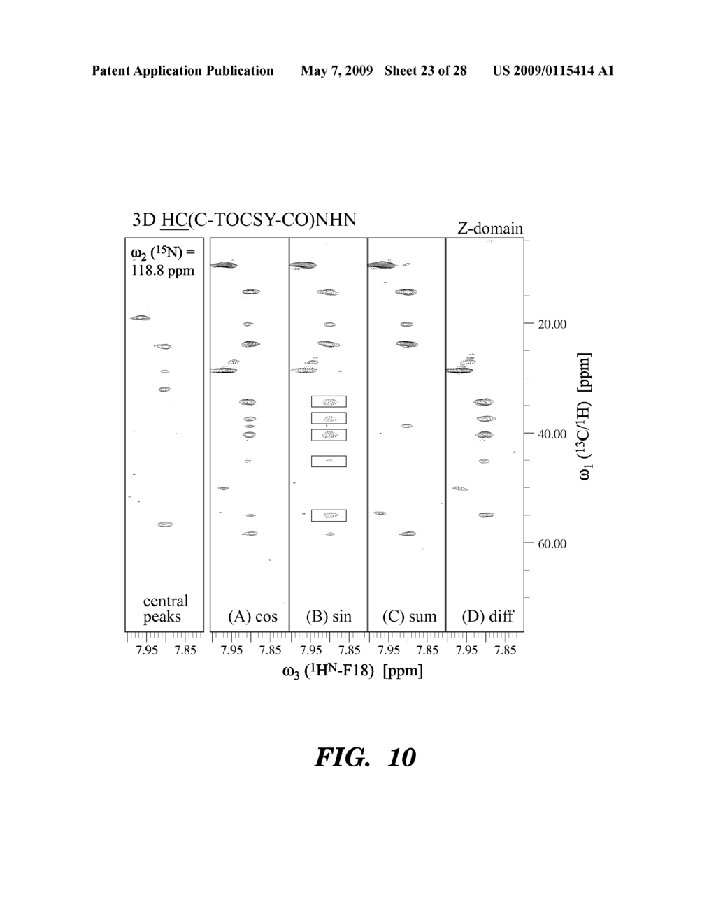 PHASE-SENSITIVELY DETECTED REDUCED DIMENSIONALITY NUCLEAR MAGNETIC RESONANCE SPECTROSCOPY FOR RAPID CHEMICAL SHIFT ASSIGNMENT AND SECONDARY STRUCTURE DETERMINATION OF PROTEINS - diagram, schematic, and image 24