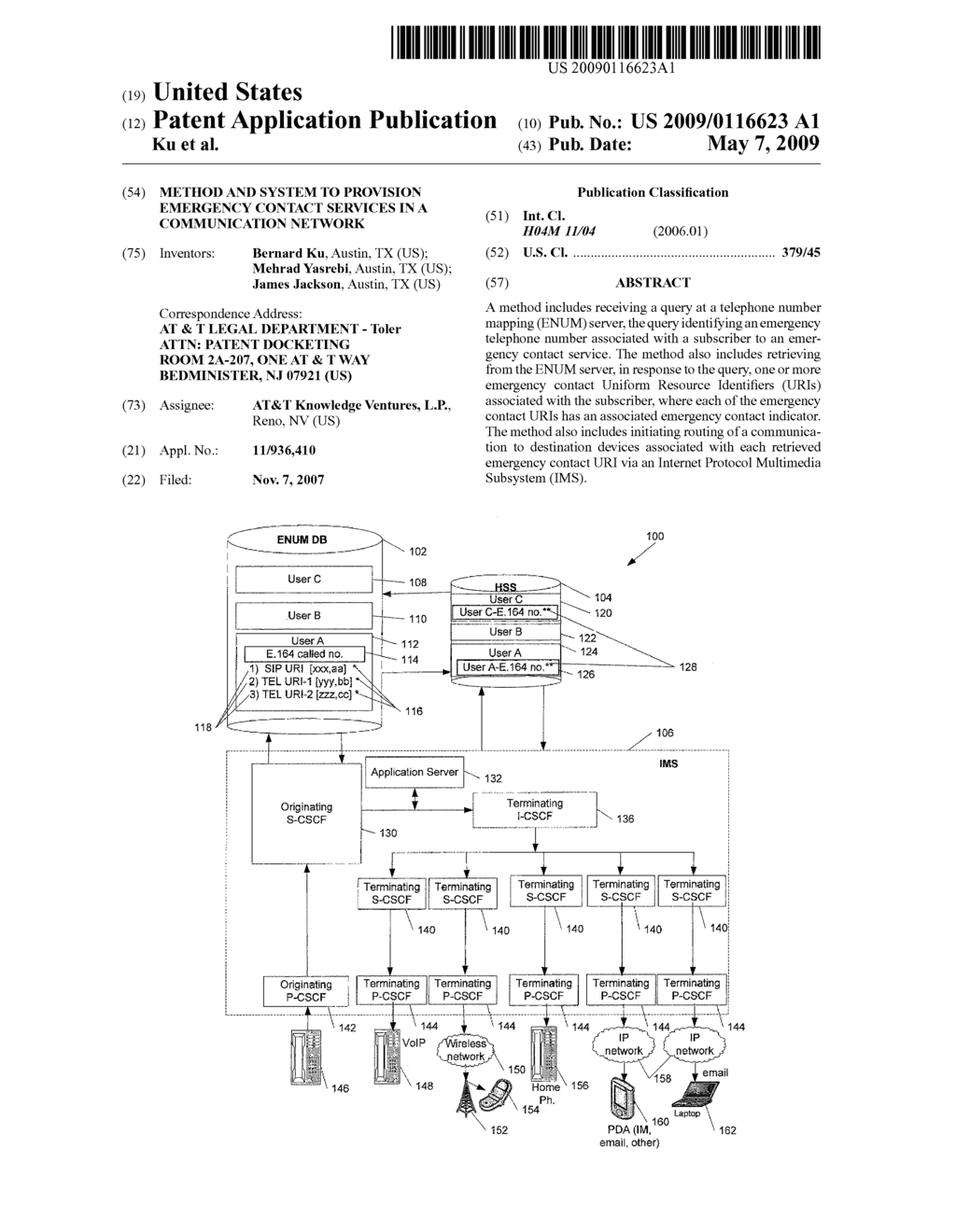 Method and System to Provision Emergency Contact Services in a Communication Network - diagram, schematic, and image 01