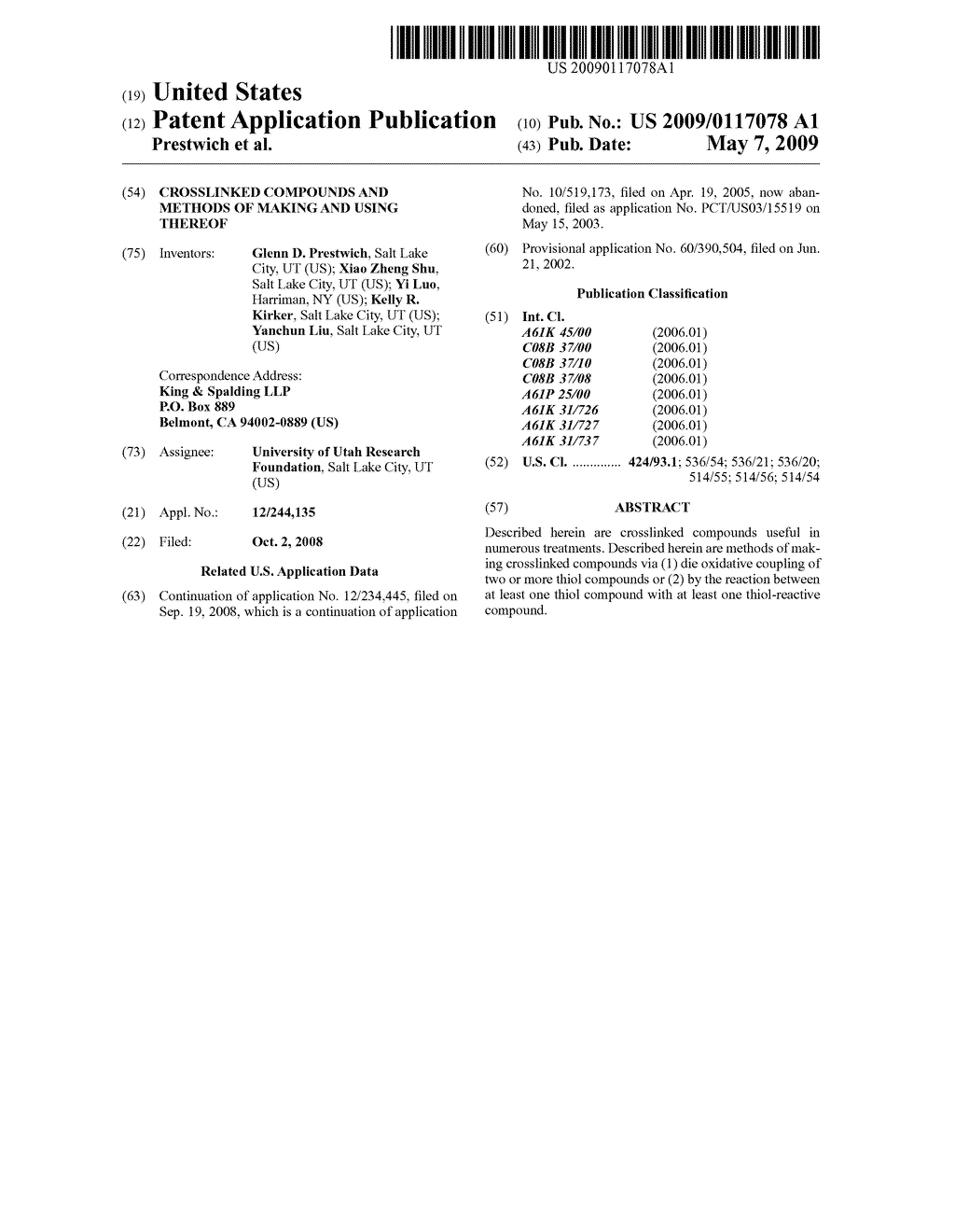 CROSSLINKED COMPOUNDS AND METHODS OF MAKING AND USING THEREOF - diagram, schematic, and image 01