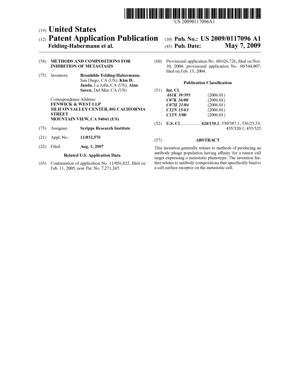 METHODS AND COMPOSITIONS FOR INHIBITION OF METASTASIS - diagram, schematic, and image 01