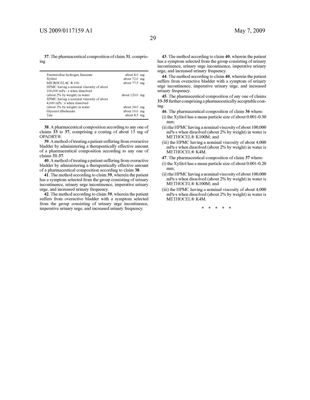 PHARMACEUTICAL COMPOSITIONS COMPRISING FESOTERODINE - diagram, schematic, and image 39