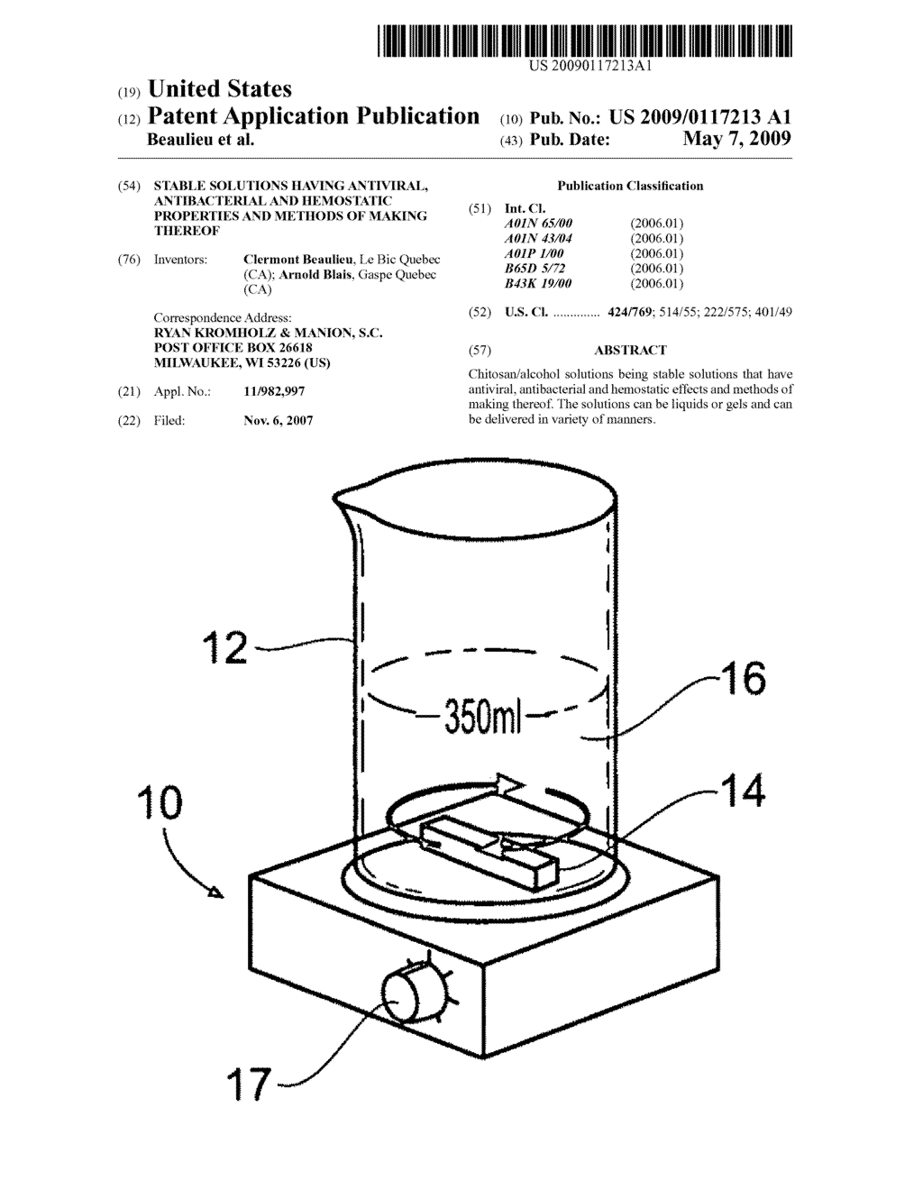 Stable solutions having antiviral, antibacterial and hemostatic properties and methods of making thereof - diagram, schematic, and image 01