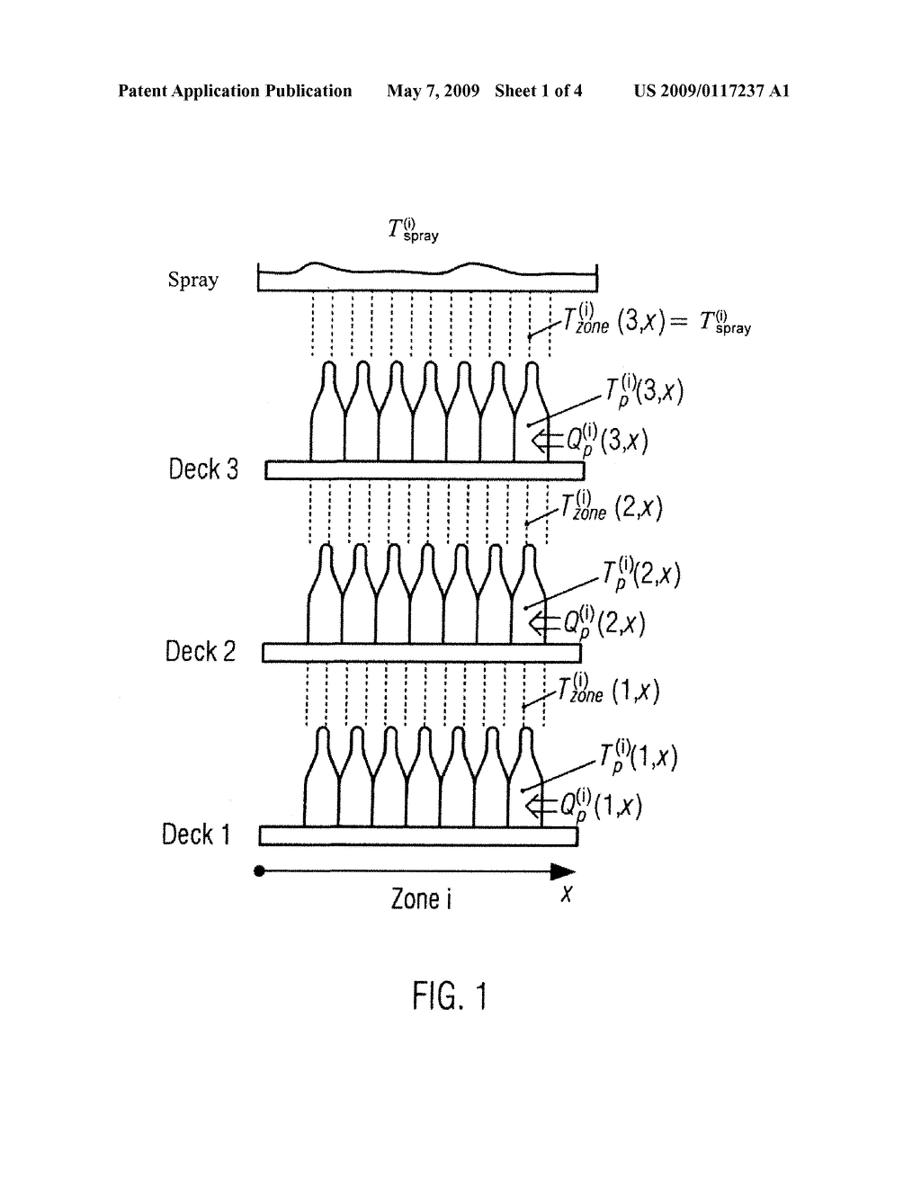 METHOD FOR ADJUSTING A WATER TEMPERATURE AND A PASTEURIZATION TUNNEL - diagram, schematic, and image 02