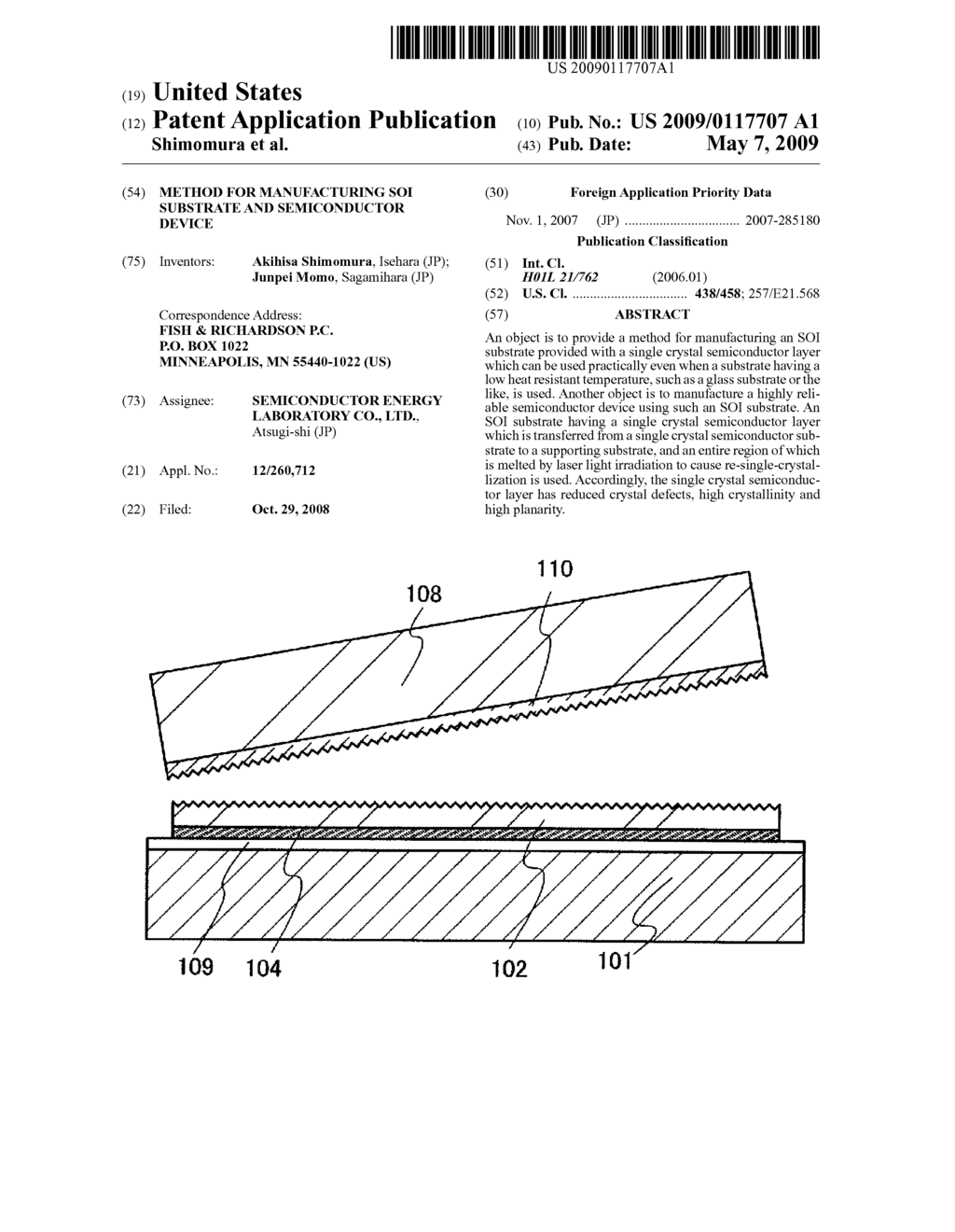 METHOD FOR MANUFACTURING SOI SUBSTRATE AND SEMICONDUCTOR DEVICE - diagram, schematic, and image 01