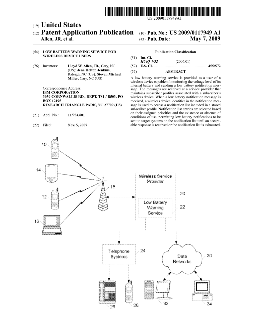 Low Battery Warning Service for Wireless Device Users - diagram, schematic, and image 01