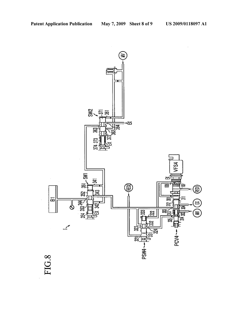 HYDRAULIC CONTROL SYSTEM OF EIGHT-SPEED AUTOMATIC TRANSMISSION FOR A VEHICLE - diagram, schematic, and image 09