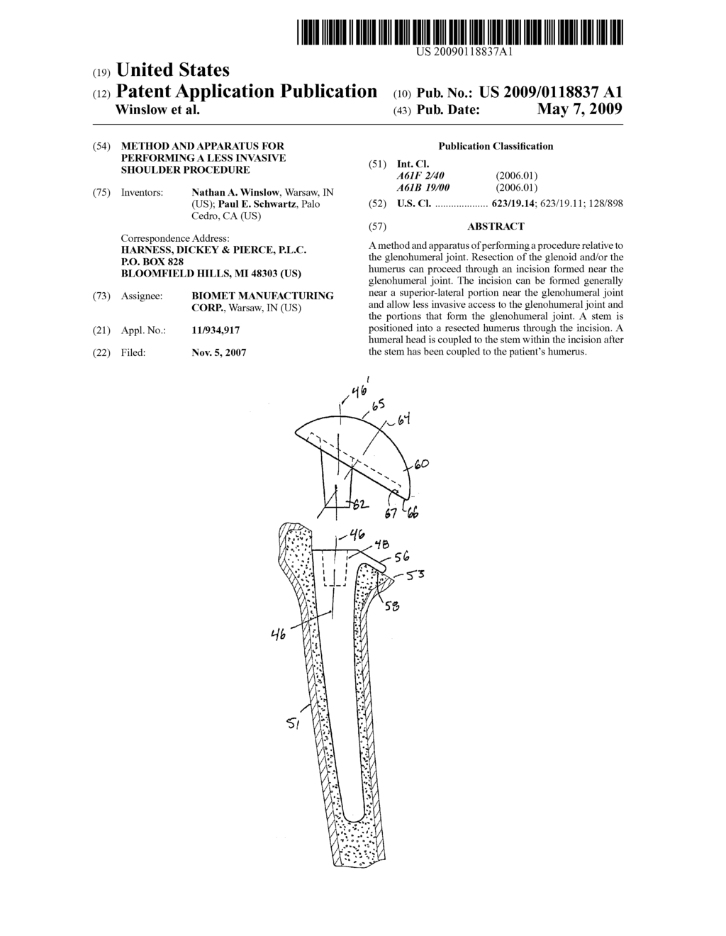 Method and Apparatus for Performing a Less Invasive Shoulder Procedure - diagram, schematic, and image 01