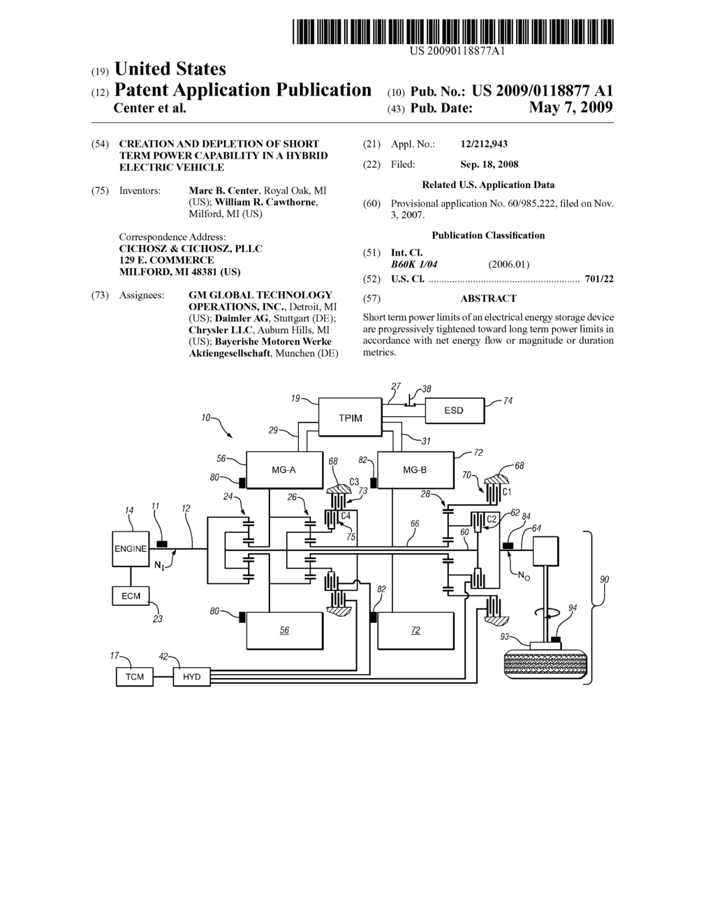 CREATION AND DEPLETION OF SHORT TERM POWER CAPABILITY IN A HYBRID ELECTRIC VEHICLE - diagram, schematic, and image 01