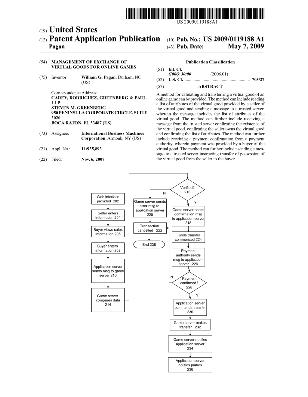 MANAGEMENT OF EXCHANGE OF VIRTUAL GOODS FOR ONLINE GAMES - diagram, schematic, and image 01