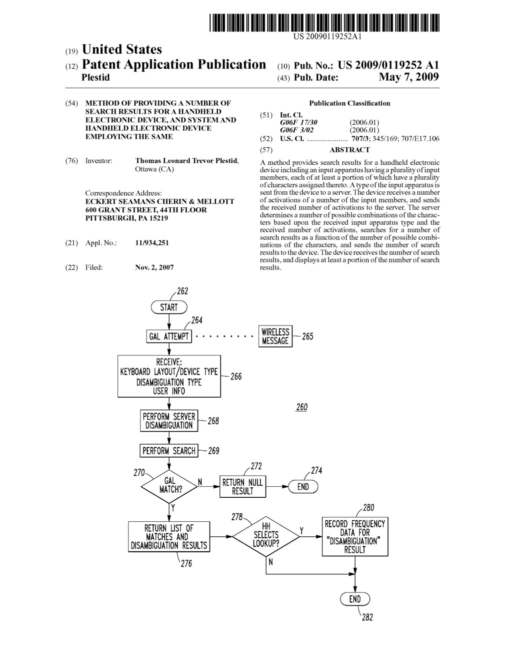 METHOD OF PROVIDING A NUMBER OF SEARCH RESULTS FOR A HANDHELD ELECTRONIC DEVICE, AND SYSTEM AND HANDHELD ELECTRONIC DEVICE EMPLOYING THE SAME - diagram, schematic, and image 01