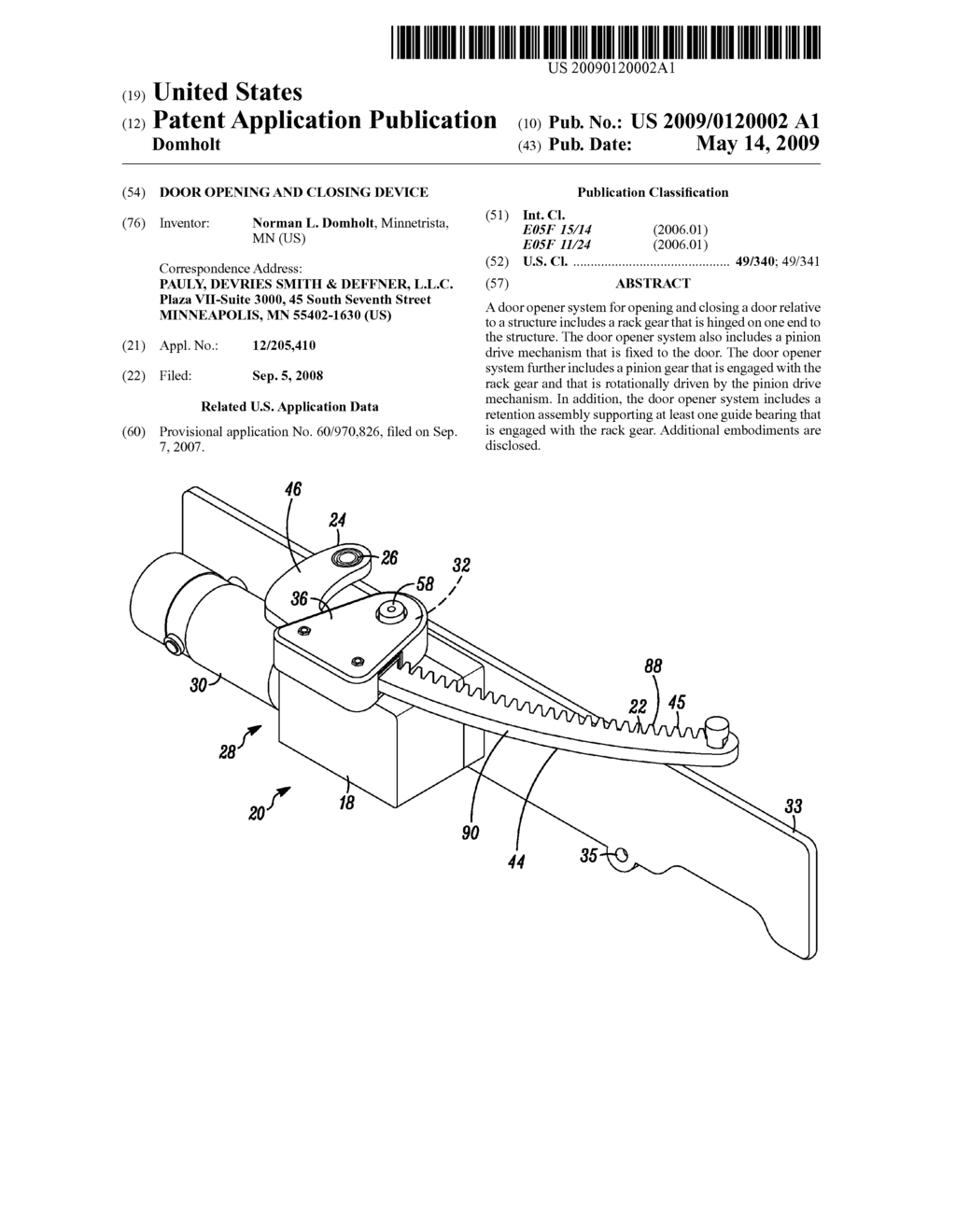 DOOR OPENING AND CLOSING DEVICE - diagram, schematic, and image 01