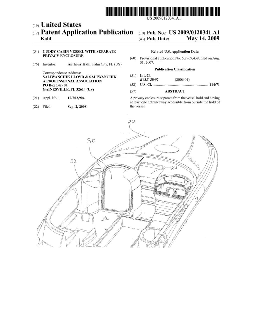 Cuddy Cabin Vessel with Separate Privacy Enclosure - diagram, schematic, and image 01