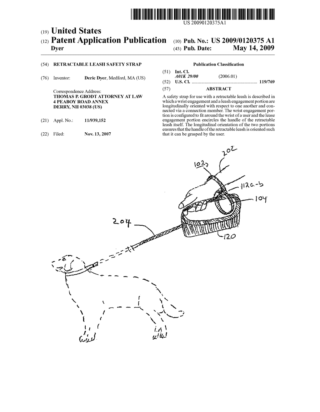 Retractable leash safety strap - diagram, schematic, and image 01