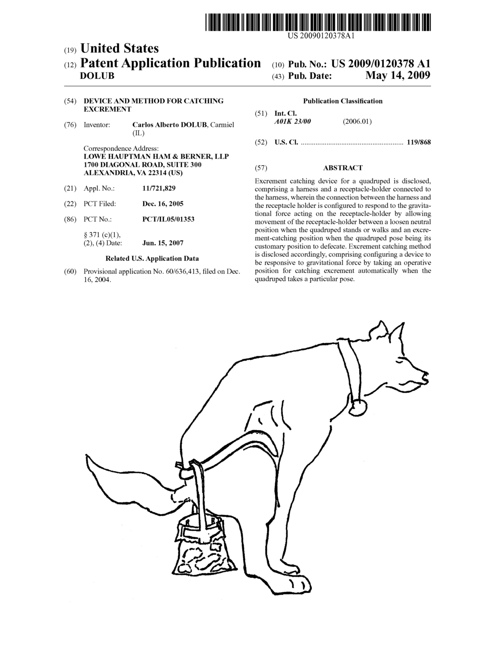 DEVICE AND METHOD FOR CATCHING EXCREMENT - diagram, schematic, and image 01