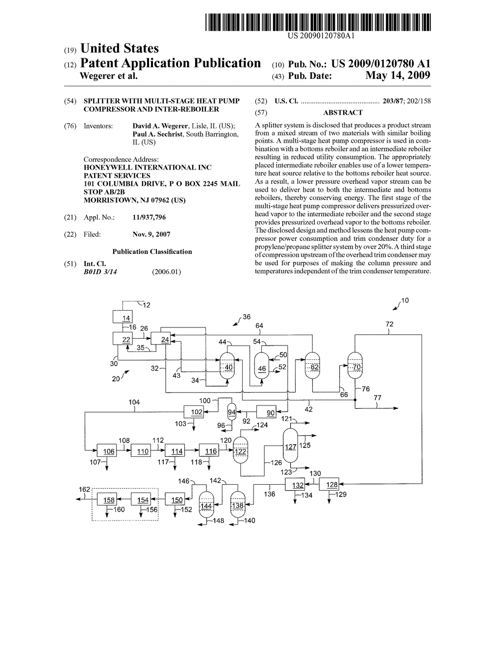 Splitter with Multi-Stage Heat Pump Compressor and Inter-Reboiler - diagram, schematic, and image 01