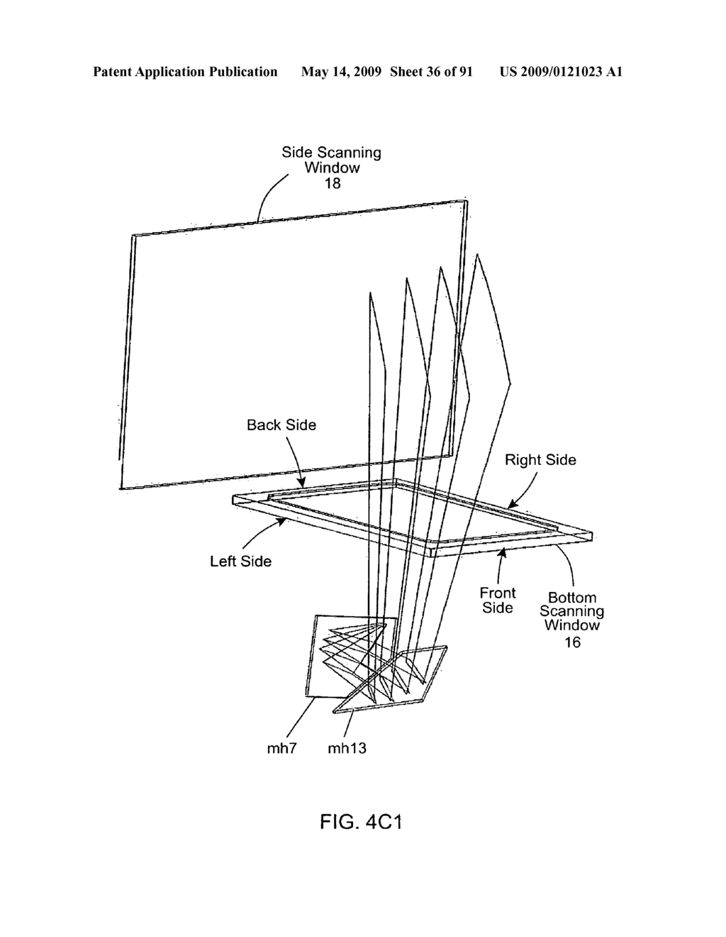 Point-of-sale (POS) based laser scanning system providing six-sided 360 degree omni-directional bar code symbol scanning coverage at a pos station - diagram, schematic, and image 37