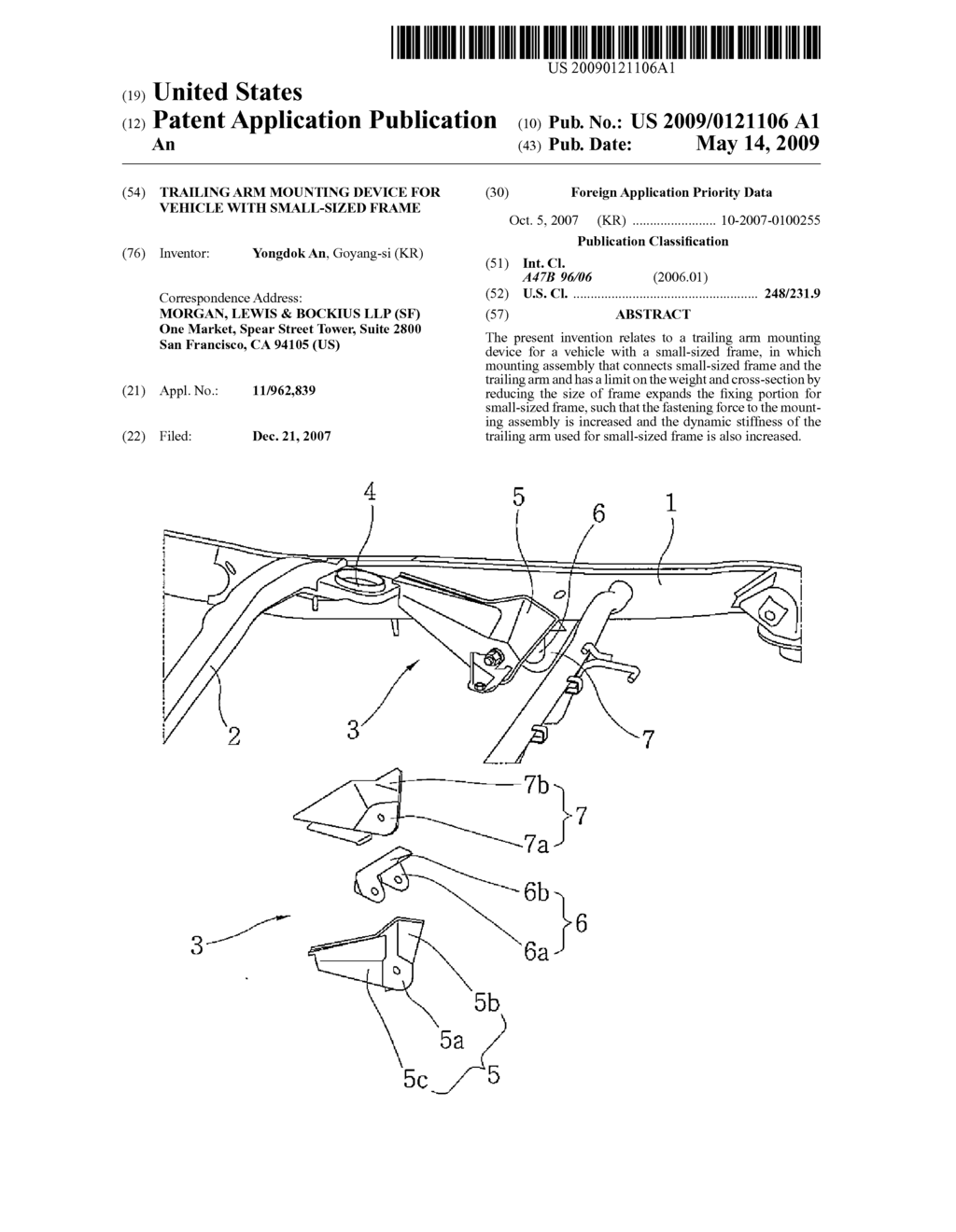 TRAILING ARM MOUNTING DEVICE FOR VEHICLE WITH SMALL-SIZED FRAME - diagram, schematic, and image 01