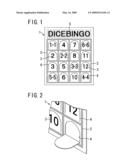 Card for bingo game type dice game diagram and image