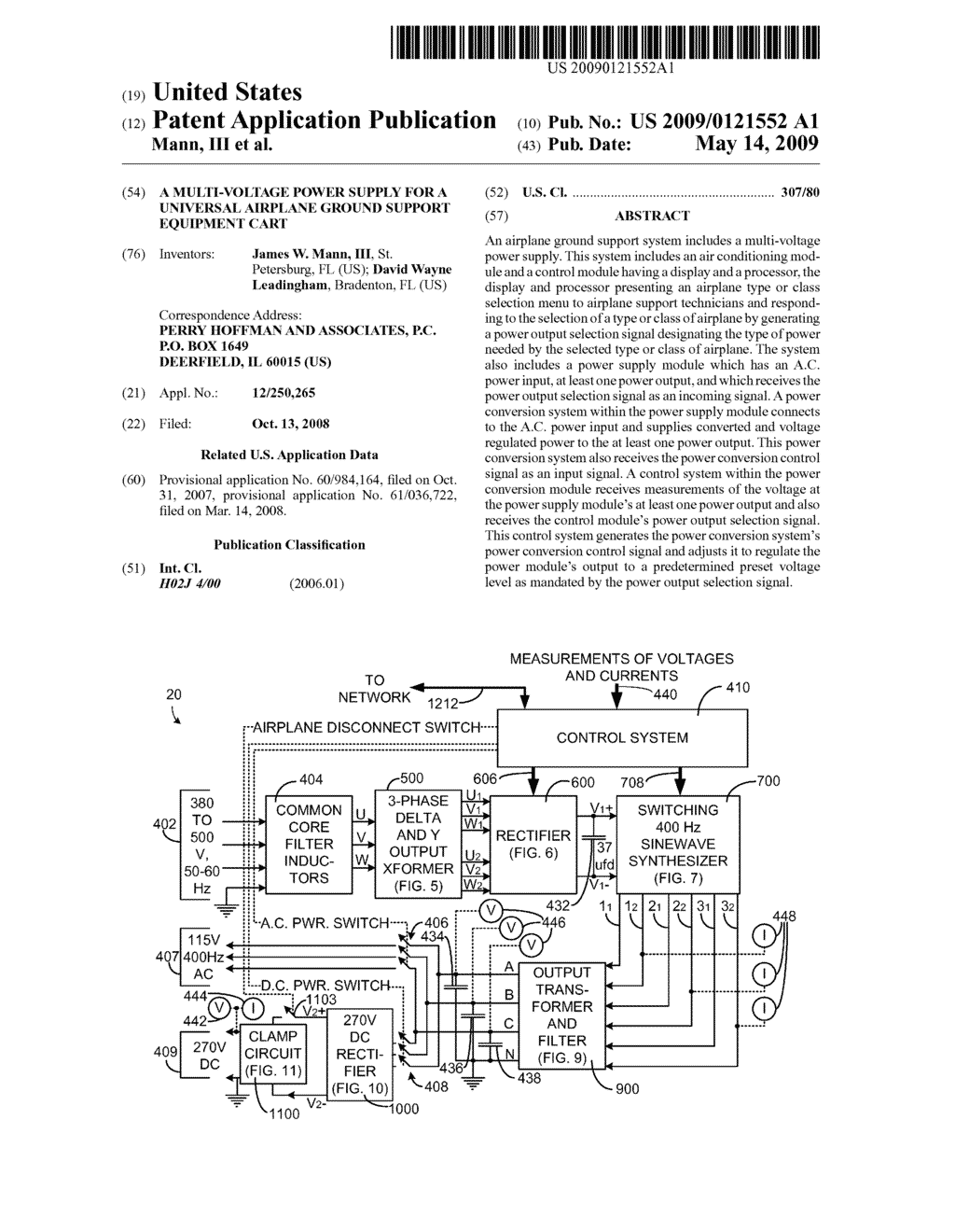 A MULTI-VOLTAGE POWER SUPPLY FOR A UNIVERSAL AIRPLANE GROUND SUPPORT EQUIPMENT CART - diagram, schematic, and image 01