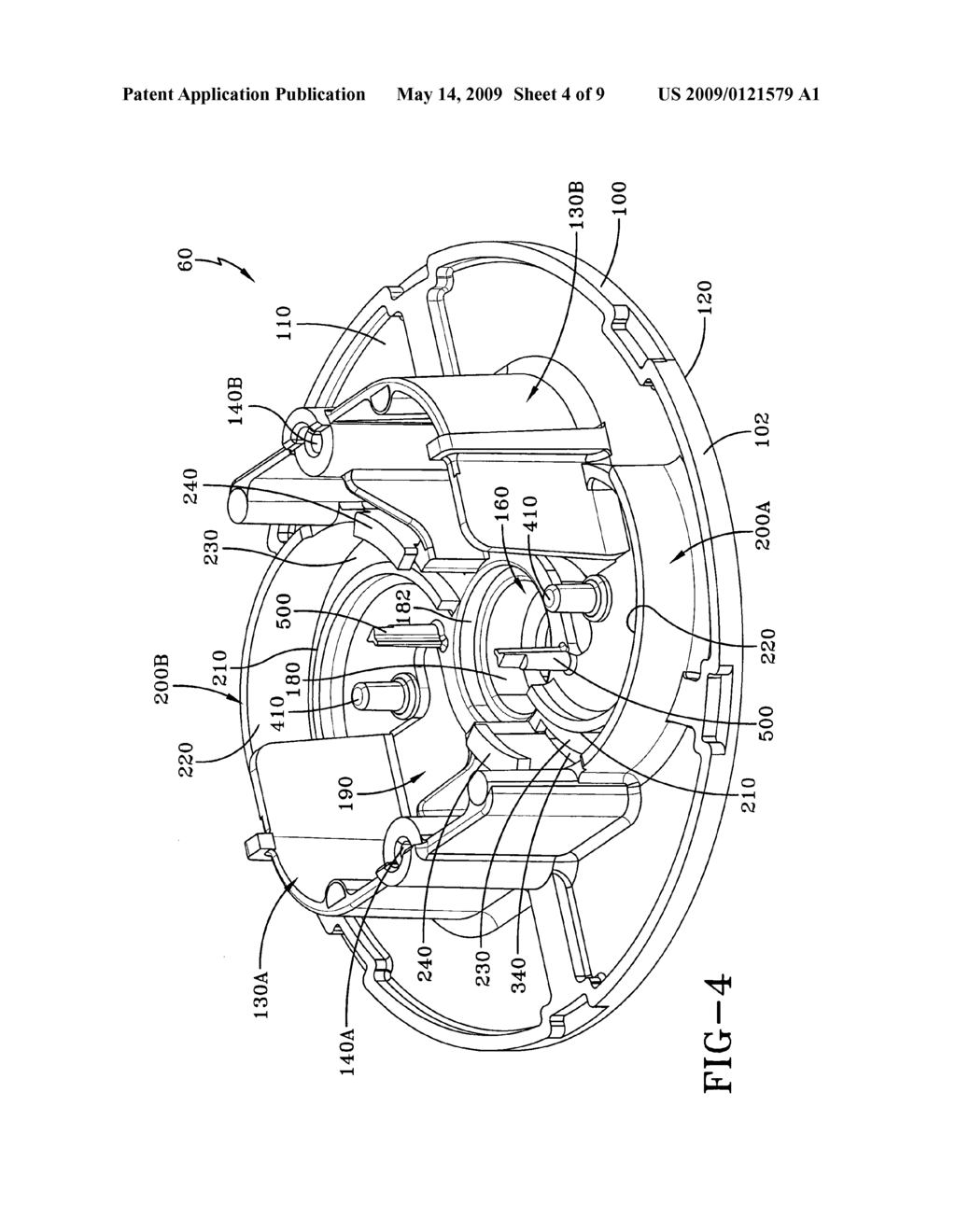 Curvilinear brush retainer and brushes for an electric motor assembly - diagram, schematic, and image 05