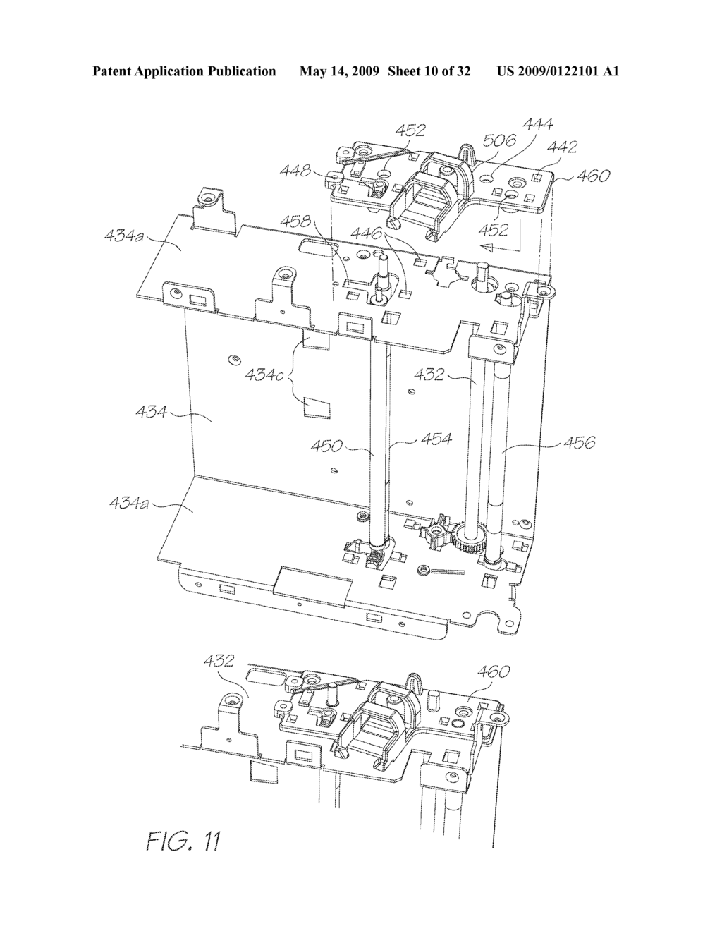 PRINTHEAD CAPPING ARRANGEMENT WITH PIVOTABLE SHAFT MOUNTS - diagram, schematic, and image 11