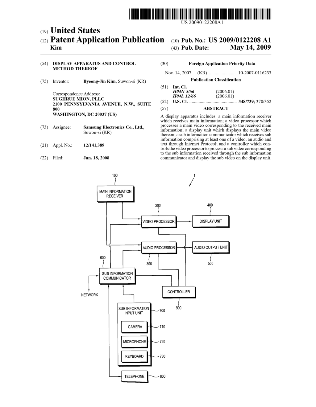 DISPLAY APPARATUS AND CONTROL METHOD THEREOF - diagram, schematic, and image 01