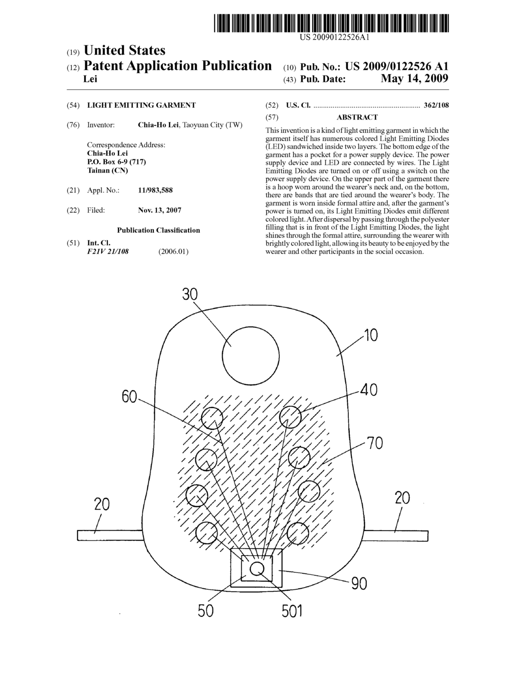 Light emitting garment - diagram, schematic, and image 01