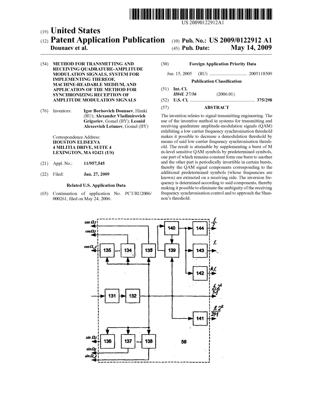 Method for Transmitting and Receiving Quadrature-Amplitude Modulation Signals, System for Implementing Thereof, Machine-Readable Medium, and Application of the Method for Synchronizing Reception of Amplitude Modulation Signals - diagram, schematic, and image 01