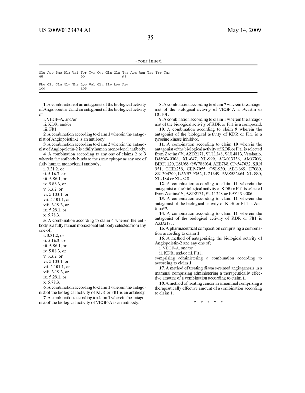 COMBINATION OF ANGIOPOIETIN-2 ANTAGONIST AND OF VEGF-A, KDR AND/OR FLTL ANTAGONIST FOR TREATING CANCER - diagram, schematic, and image 46