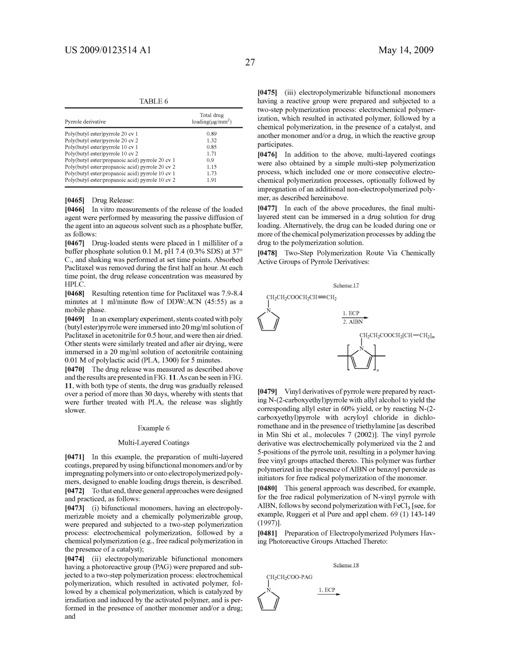 Electropolymerizable Monomers and Polymeric Coatings on Implantable Devices Prepared Therefrom - diagram, schematic, and image 40