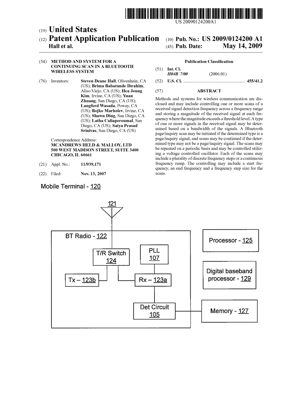 METHOD AND SYSTEM FOR A CONTINUING SCAN IN A BLUETOOTH WIRELESS SYSTEM - diagram, schematic, and image 01