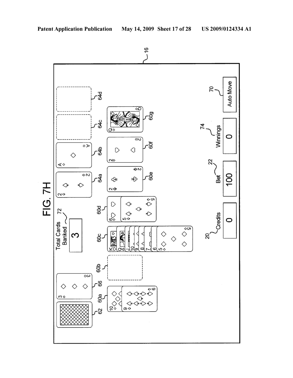 GAMING SYSTEM, GAMING DEVICE AND METHOD FOR PROVIDING A WAGERING SOLITAIRE GAME - diagram, schematic, and image 18