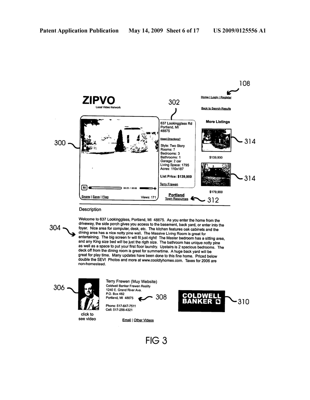 Website for presenting videos related to homes for sale and other places of interest within a specified region - diagram, schematic, and image 07