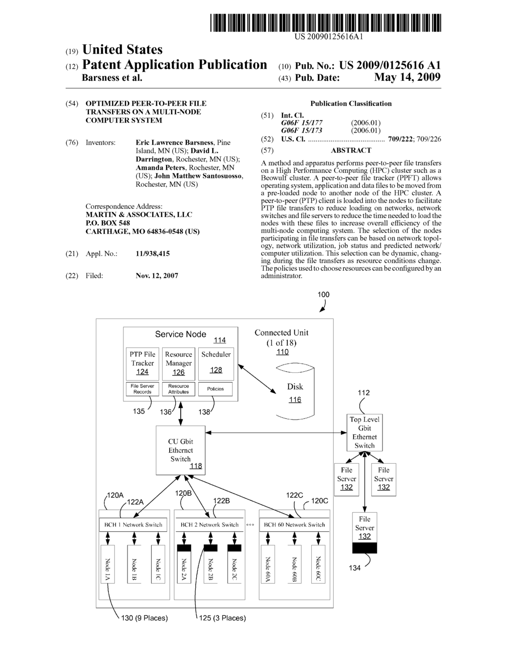 OPTIMIZED PEER-TO-PEER FILE TRANSFERS ON A MULTI-NODE COMPUTER SYSTEM - diagram, schematic, and image 01