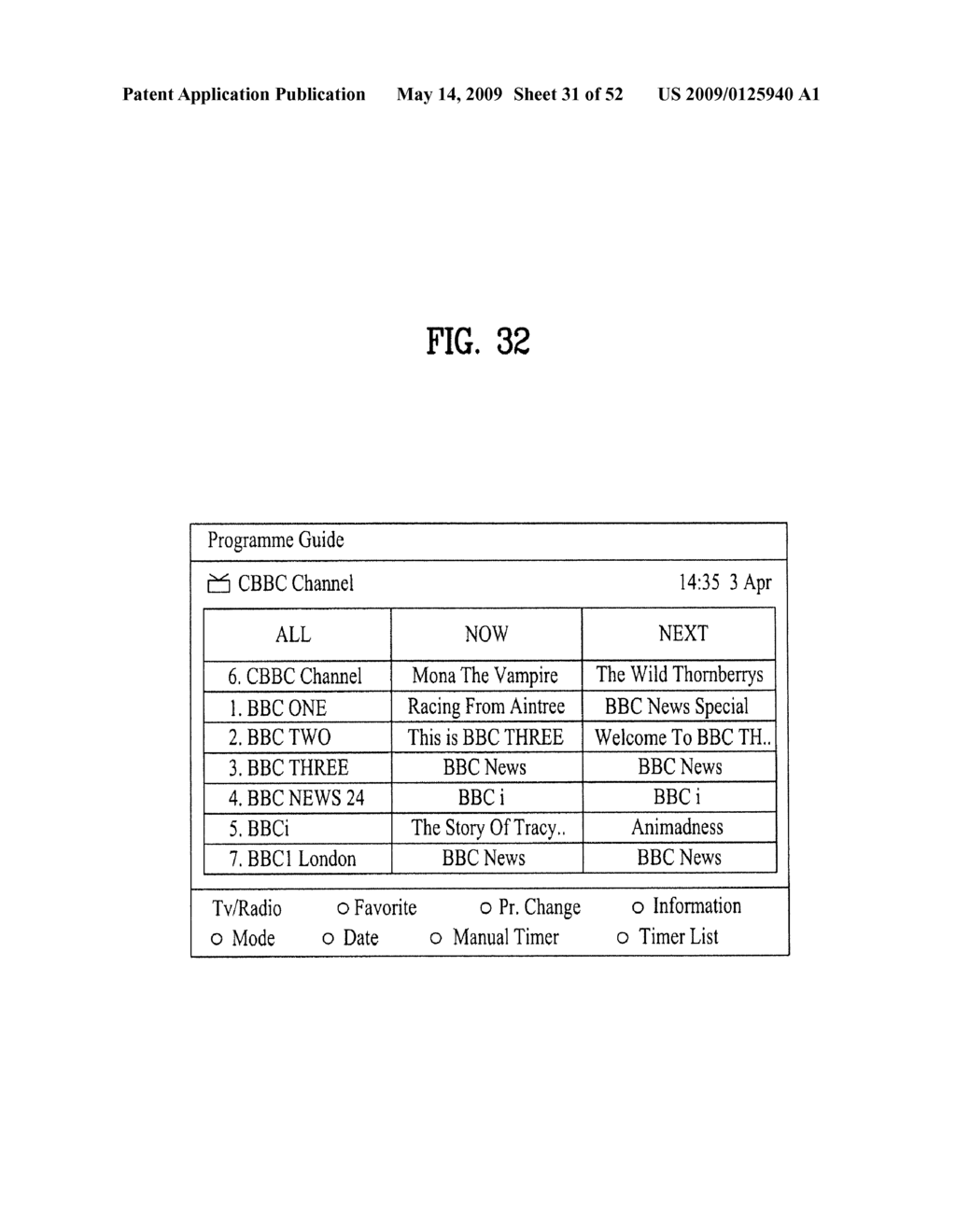 METHOD FOR CONTROLLING ELECTRONIC PROGRAM INFORMATION AND APPARATUS FOR RECEIVING THE ELECTRONIC PROGRAM INFORMATION - diagram, schematic, and image 32