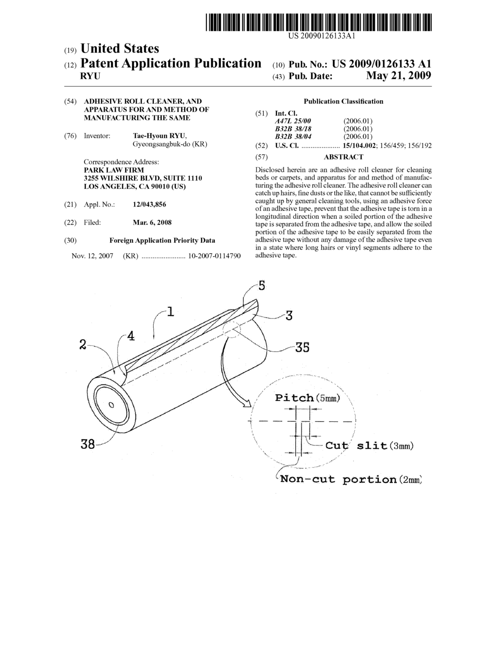 Adhesive roll cleaner, and apparatus for and method of manufacturing the same - diagram, schematic, and image 01