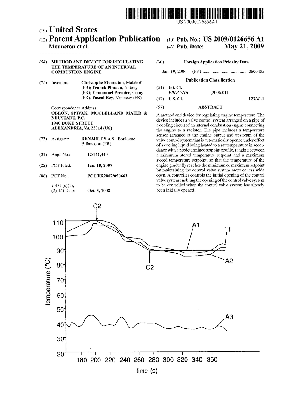 METHOD AND DEVICE FOR REGULATING THE TEMPERATURE OF AN INTERNAL COMBUSTION ENGINE - diagram, schematic, and image 01