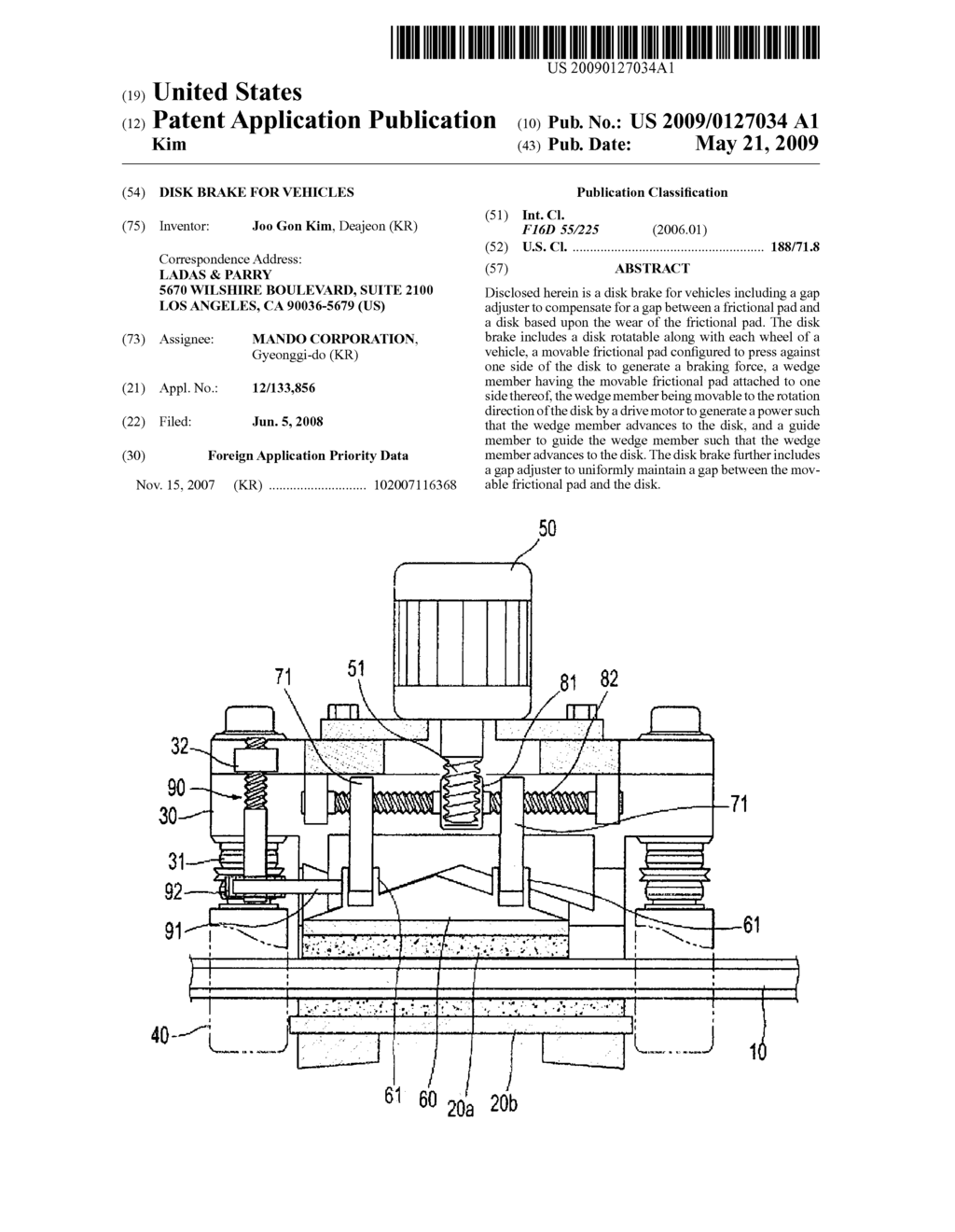 DISK BRAKE FOR VEHICLES - diagram, schematic, and image 01