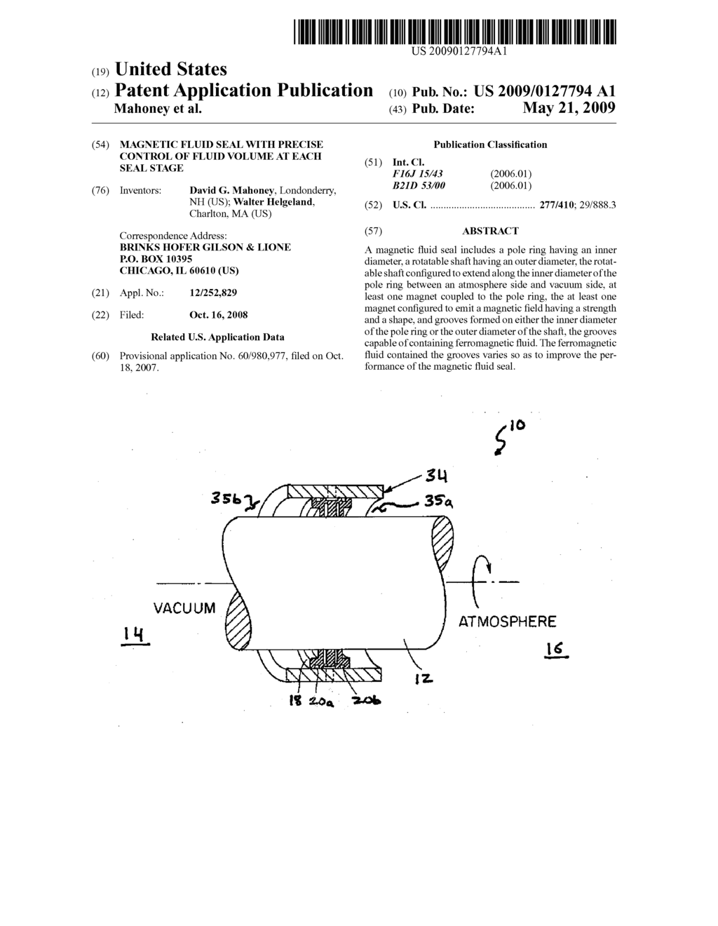 MAGNETIC FLUID SEAL WITH PRECISE CONTROL OF FLUID VOLUME AT EACH SEAL STAGE - diagram, schematic, and image 01