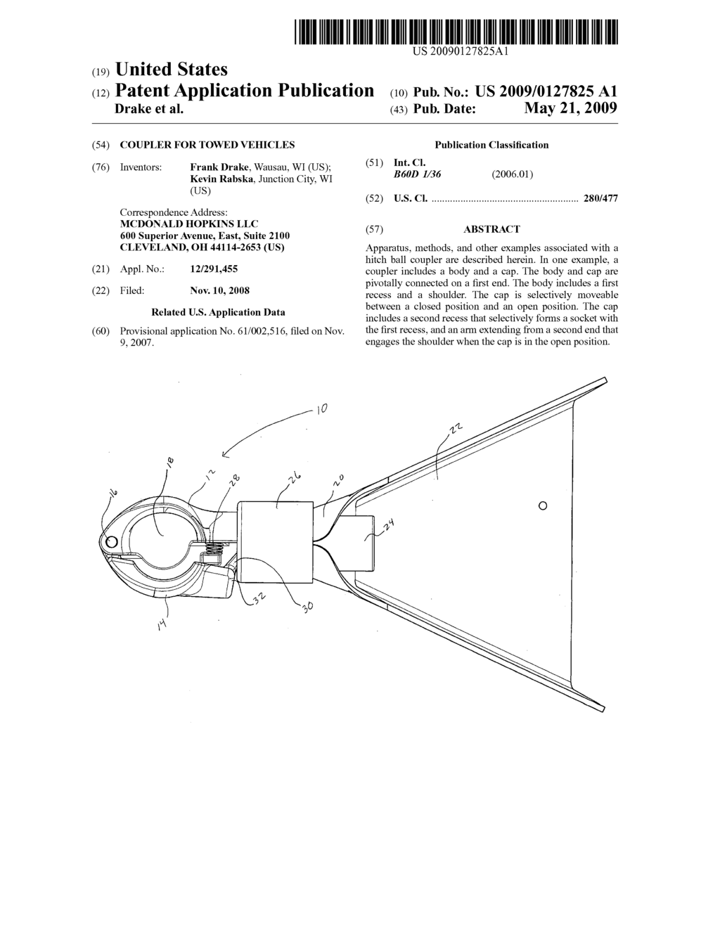 Coupler for towed vehicles - diagram, schematic, and image 01