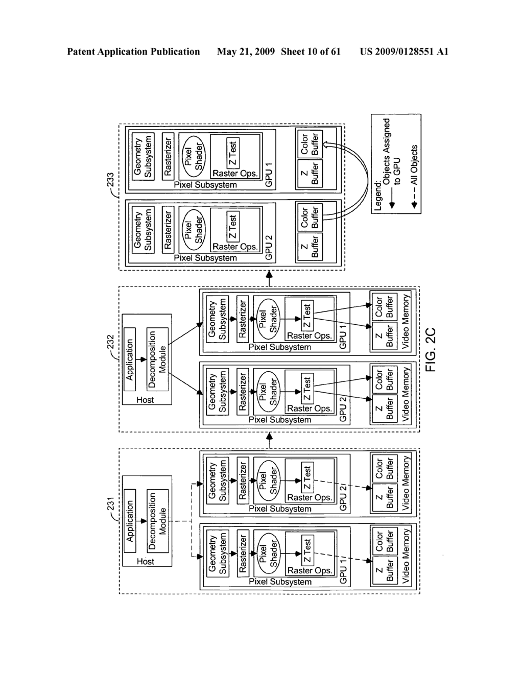 Multi-pass method of generating an image frame of a 3D scene using an object-division based parallel graphics rendering process - diagram, schematic, and image 11