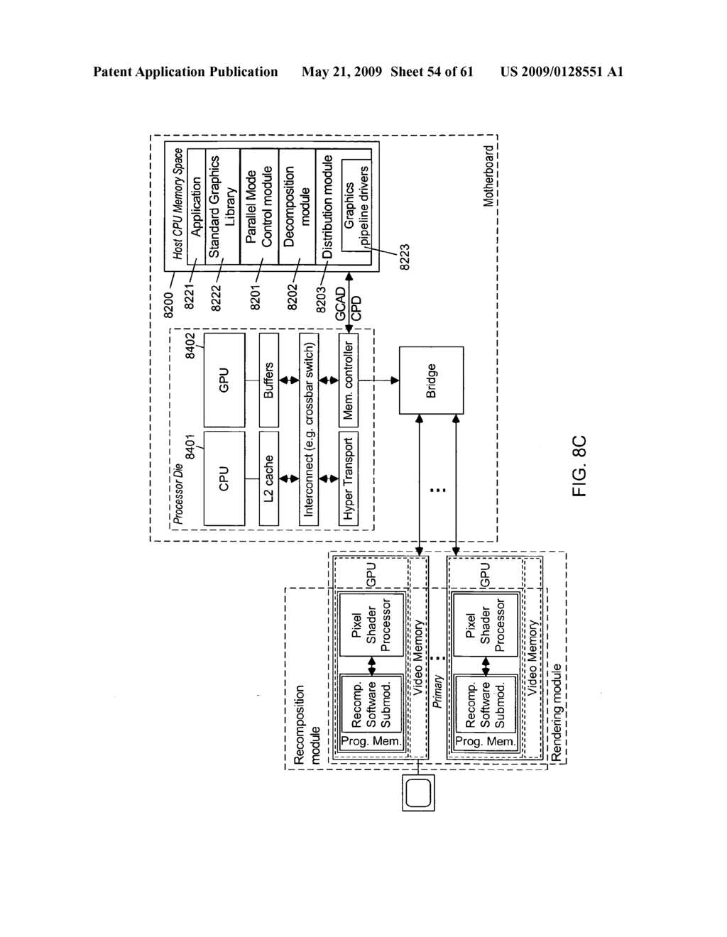 Multi-pass method of generating an image frame of a 3D scene using an object-division based parallel graphics rendering process - diagram, schematic, and image 55