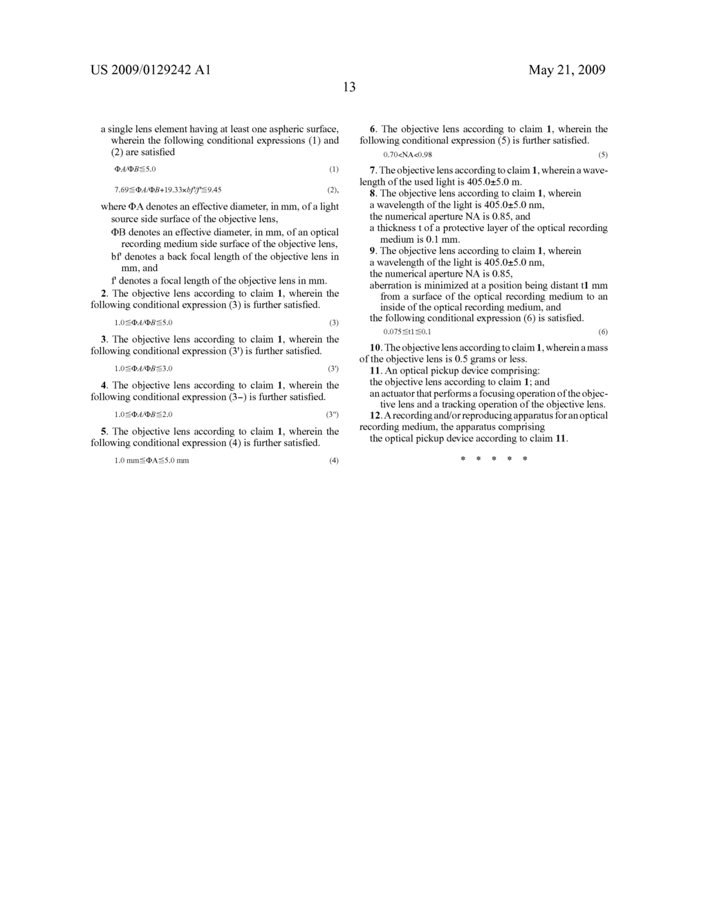 OBJECTIVE LENS, OPTICAL PICKUP DEVICE HAVING THE SAME, AND RECORDING AND/OR REPRODUCING APPARATUS FOR OPTICAL RECORDING MEDIUM, EQUIPPED WITH THE OPTICAL PICKUP DEVICE - diagram, schematic, and image 25