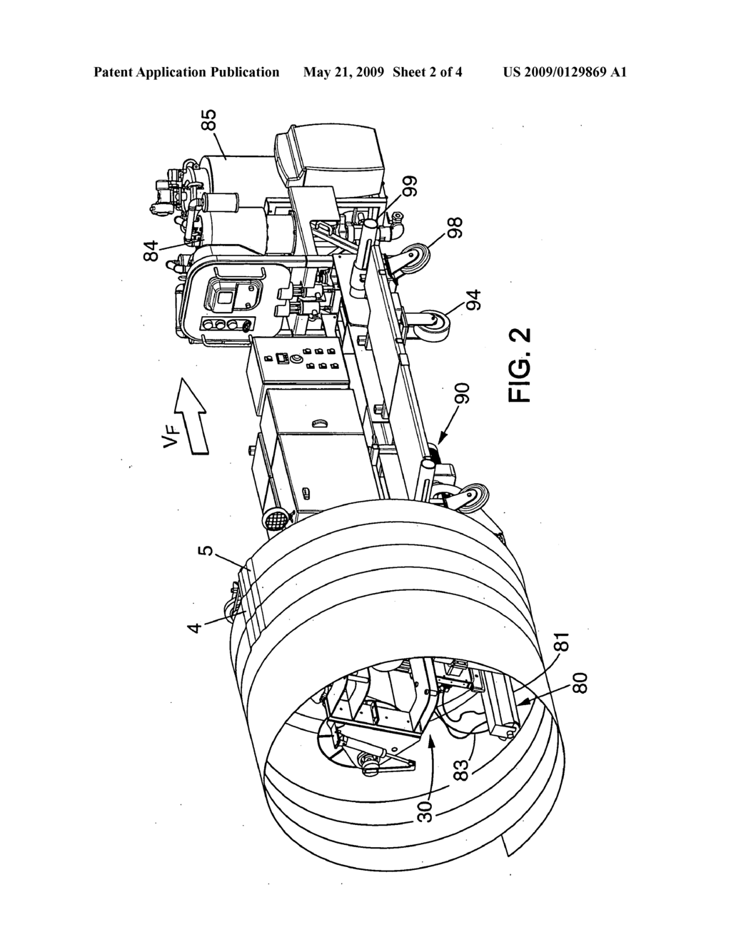 Method and machine for reinforcing an embedded cylindrical pipe - diagram, schematic, and image 03