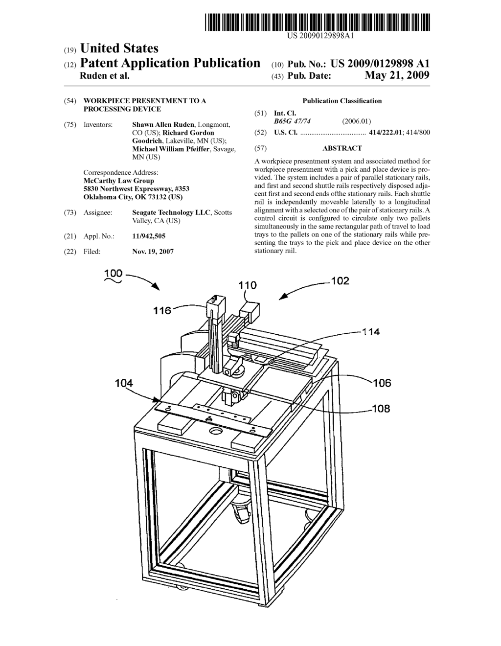 WORKPIECE PRESENTMENT TO A PROCESSING DEVICE - diagram, schematic, and image 01