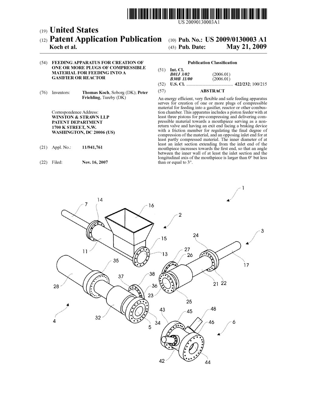  FEEDING APPARATUS FOR CREATION OF ONE OR MORE PLUGS OF COMPRESSIBLE MATERIAL FOR FEEDING INTO A GASIFIER OR REACTOR - diagram, schematic, and image 01